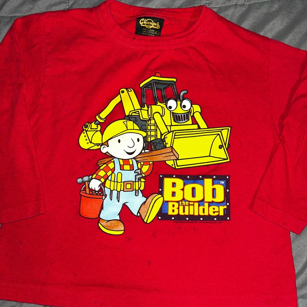 Vintage 90s Y2K Red Bob‎ the Builder Long Sleeve Shirt
